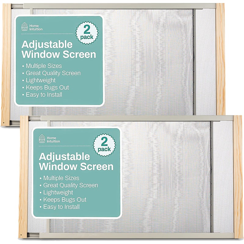 Home Intuition 2-Pack Adjustable Horizontal Window Screen 25-45 inches Wide, 18 Inch High - Image 1